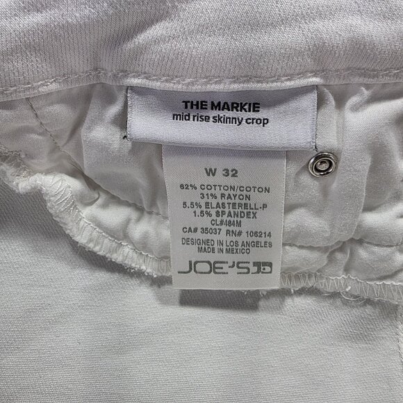 Joes Jeans Womens 32 White The Markie Mid Rise Skinny Crop Raw Hem Jeans - Picture 4 of 9